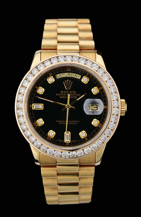 rolex presidential gold black dial|rolex president gold for sale.